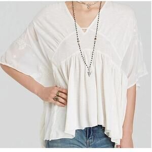 Free People Kaftan New World Sunny in Ivory Oversized Boho Blouse Tunic Sz XS